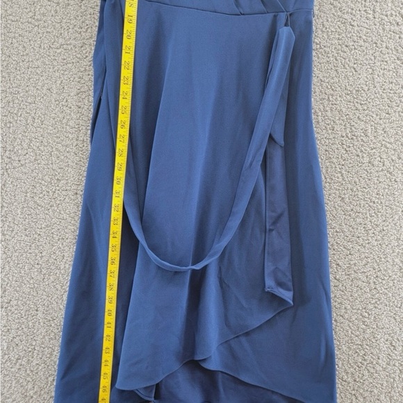 DKNY Flutter-Sleeve Faux-Wrap Blue V-Neck  dress - Picture 5 of 6